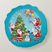 **“Multi-Santa Christmas Fun – 3D Cartoon Transpar ラウンドクッション (裏面)
