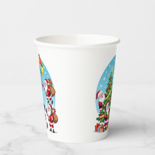 **“Multi-Santa Christmas Fun – 3D Cartoon Transpar 紙コップ (左)