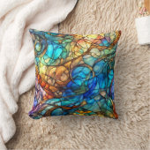 Multicolor Abstract 77 Stained Glass style クッション (ブランケット)