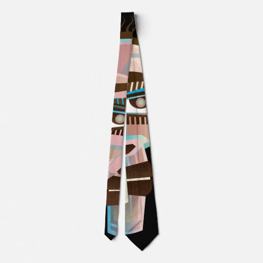 multicolor abstract Tribal face art neck tie ネクタイ (裏面)