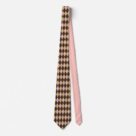 Multicolor Argyle Tie – Green Pink Brown Diamond ネクタイ