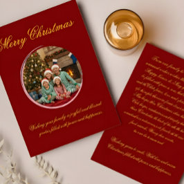 Multicolor Christmas Greeting Card with Family Mes サンキューカード