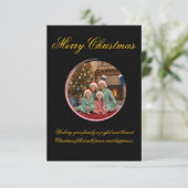 Multicolor Christmas Greeting Card with Family Mes サンキューカード (スタンド正面)
