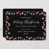 Multicolor Christmas Lights Black Business シーズンカード (正面/裏面)