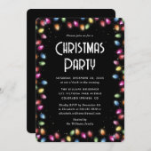 Multicolor Christmas Lights Black Holiday Party 招待状 (正面/裏面)