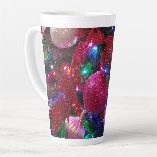 Multicolor Christmas Tree Colorful Holiday カフェラテマグ (左アングル)