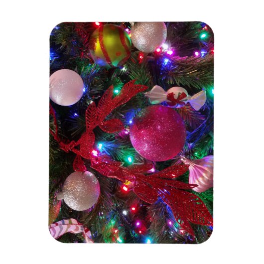 Multicolor Christmas Tree Colorful Holiday マグネット (縦)