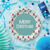 Multicolor Christmas Trees Pattern ペーパープレート (パーティー)