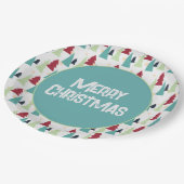 Multicolor Christmas Trees Pattern ペーパープレート (アングル)