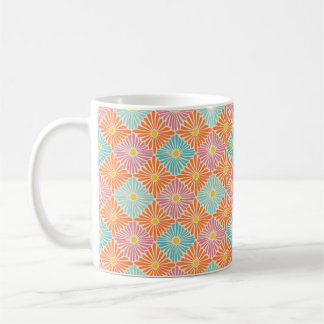 Multicolor Flower Mosaic Retro コーヒーマグカップ