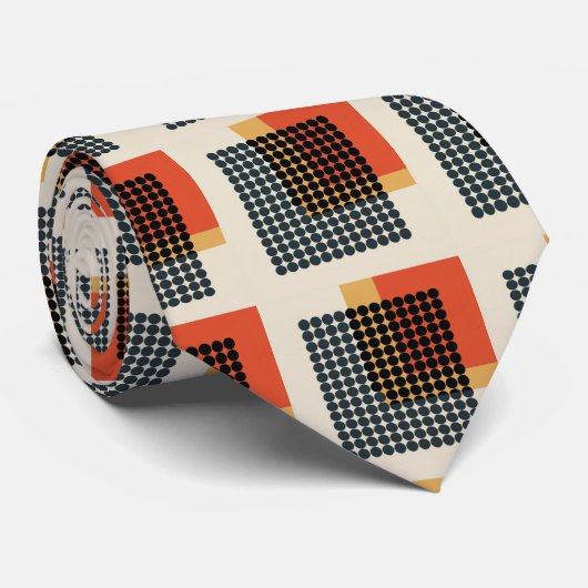 Multicolor Geometric Dots & Squares Retro Bauhaus  ネクタイ (ロール)
