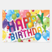 Multicolor Happy Birthday Flat Sheet Gift Wrap ラッピングペーパーシート (正面)