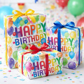 Multicolor Happy Birthday Flat Sheet Gift Wrap ラッピングペーパーシート