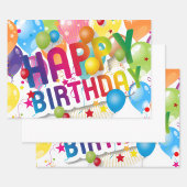 Multicolor Happy Birthday Flat Sheet Gift Wrap ラッピングペーパーシート