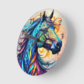 Multicolor Horse 22 colorful  ラウンド壁時計 (傾斜)