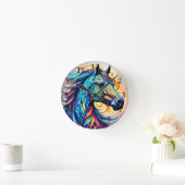 Multicolor Horse 22 colorful  ラウンド壁時計 (ホーム)