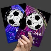 Multicolor Modern Sporty Soccer Birthday 招待状