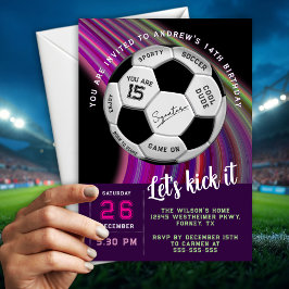 Multicolor Modern Sporty Soccer Birthday 招待状