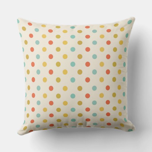 Multicolor Polka Dot Confetti Throw Pillow クッション (裏面)