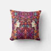 Multicolor Retro Hippie Boho style Throw Pillow  クッション (正面)
