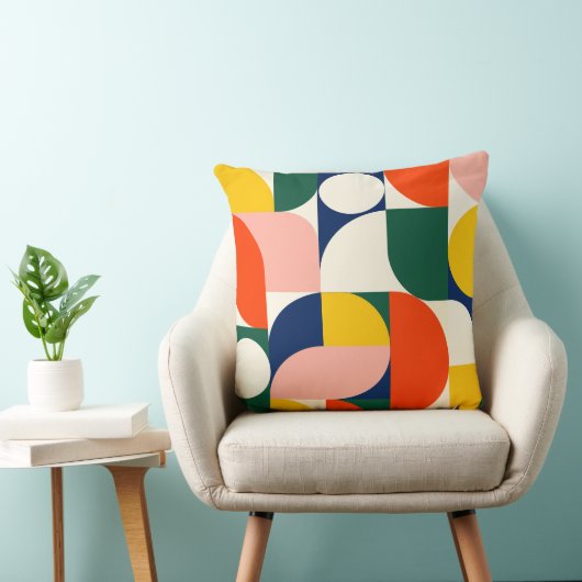Multicolor Rounded Geometric Composition クッション (椅子)
