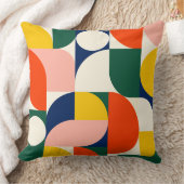 Multicolor Rounded Geometric Composition クッション (ブランケット)