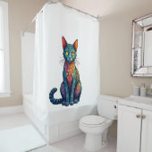 Multicolor Stained Glass Cat 784 シャワーカーテン (インサイチュ)