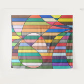 Multicolor Striped Abstract with Curved Geometry タペストリー (正面(横))