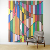 Multicolor Striped Abstract with Curved Geometry タペストリー (インサイチュ)