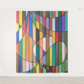 Multicolor Striped Abstract with Curved Geometry タペストリー (正面)