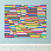 Multicolor Striped Abstract with Flowing Curves キャンバスプリント (インサイチュ (ウッドフロア))
