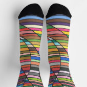 Multicolor Striped Abstract with Flowing Curves ソックス (上部)