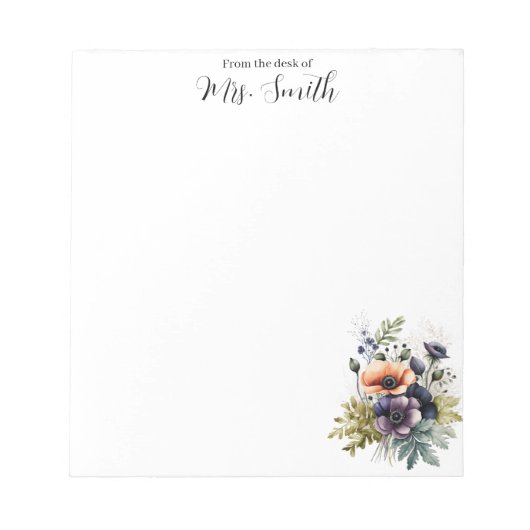Multicolor Sweet Floral Teacher Notepad ノートパッド (正面)