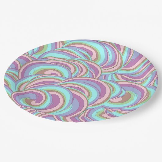 Multicolor Swirls Pattern ペーパープレート (アングル)