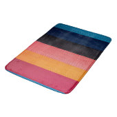 Multicolor Textured Stripes Blue Red Orange Pink バスマット (アングル)
