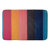 Multicolor Textured Stripes Blue Red Orange Pink バスマット (正面)