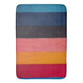 Multicolor Textured Stripes Blue Red Orange Pink バスマット (正面縦)