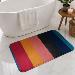 Multicolor Textured Stripes Blue Red Orange Pink バスマット