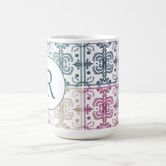 Multicolor Tiles w/ Initial コーヒーマグカップ (中央)