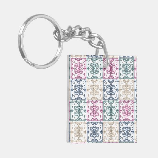 Multicolor Tiles w/ Initials キーホルダー (正面左)
