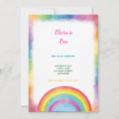 multicolor watercolor rainbow birthday  invitation 招待状 (正面)