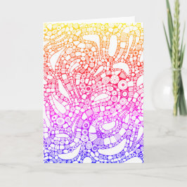 Multicolor Wavy Circles Square Abstract Drawing カード