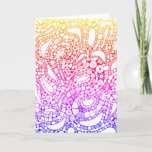 Multicolor Wavy Circles Square Abstract Drawing カード (正面)
