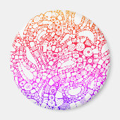 Multicolor Wavy Circles Square Abstract Drawing マグネット (正面)
