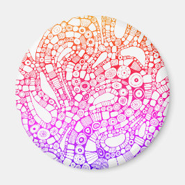 Multicolor Wavy Circles Square Abstract Drawing マグネット