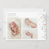 Multicolor Wildflower Baby Photo Announcement Card 招待状 (正面)