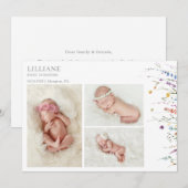 Multicolor Wildflower Baby Photo Announcement Card 招待状 (正面/裏面)
