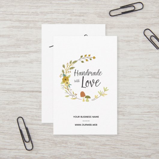 Multicolored Autumn Handmade with Love Quote 名刺 (正面/裏面インサイチュ)