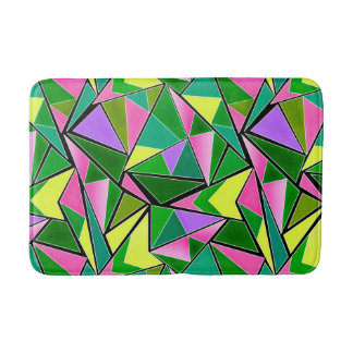 Multicolored bright neon geometric pattern バスマット