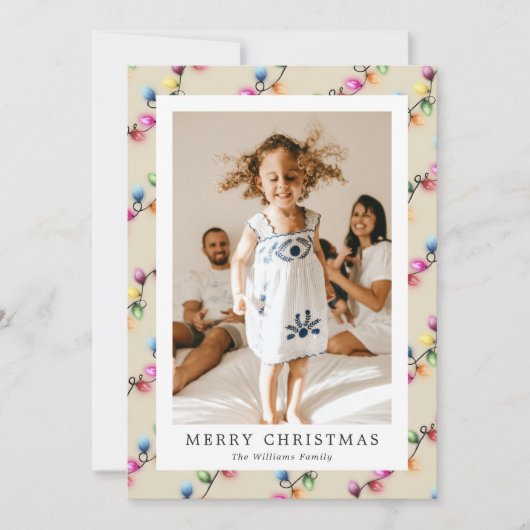 Multicolored Christmas Lights Photo シーズンカード (正面)